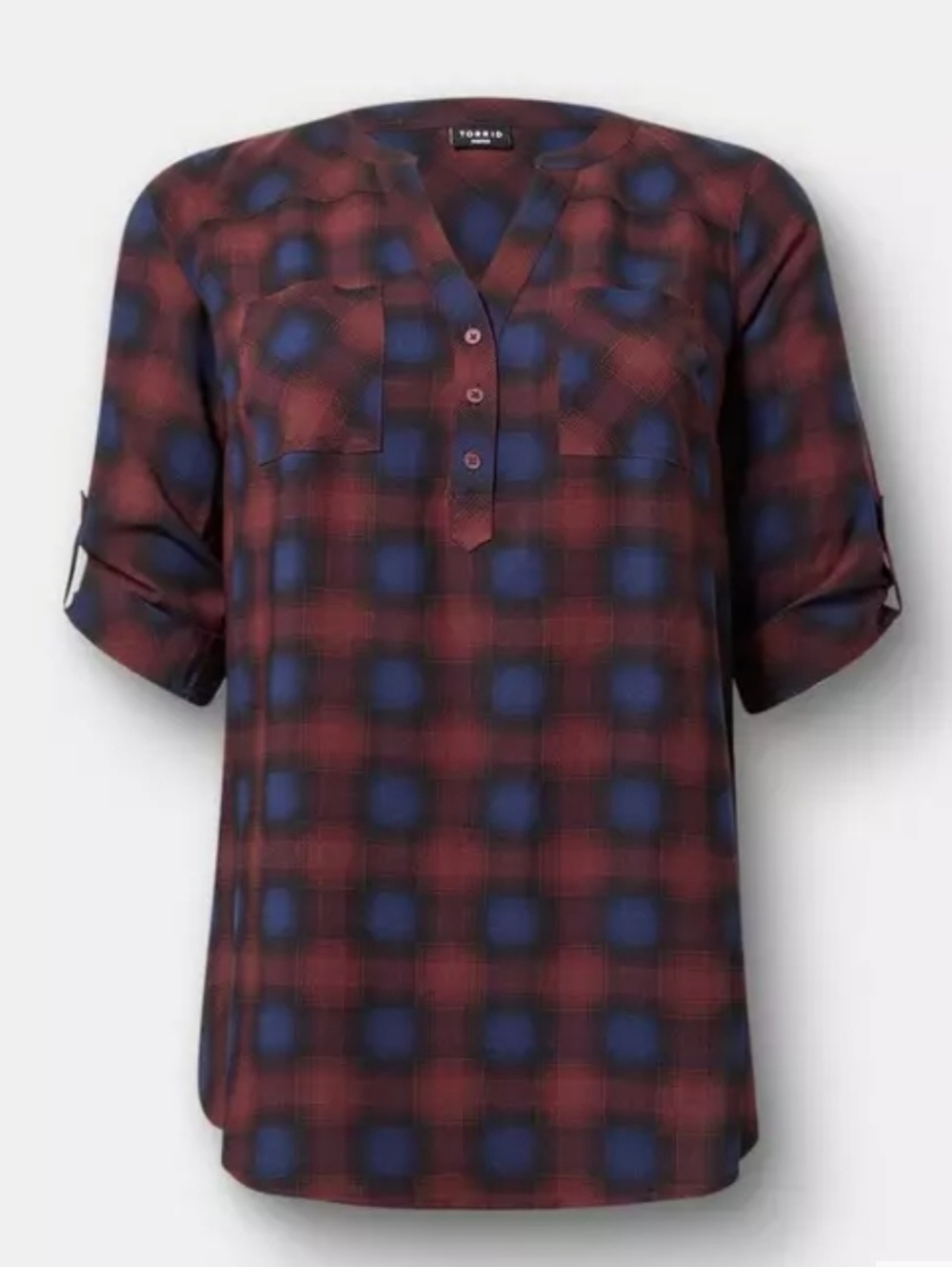 Torrid Harpwr Brown and Navy Plaid Tunic Size 3x